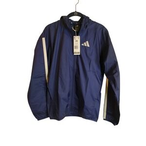 Adidas Essentials 3-Stripes Windbreaker Mens 2XS Dark Blue White JE6327 NEW